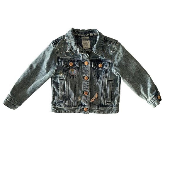 Disney Other - Disney Toddler Girl Size 3 Cinderella Jean Jacket Castle Embellished
